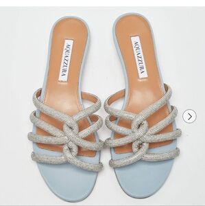 Aquazzura Silver and Blue Sandals